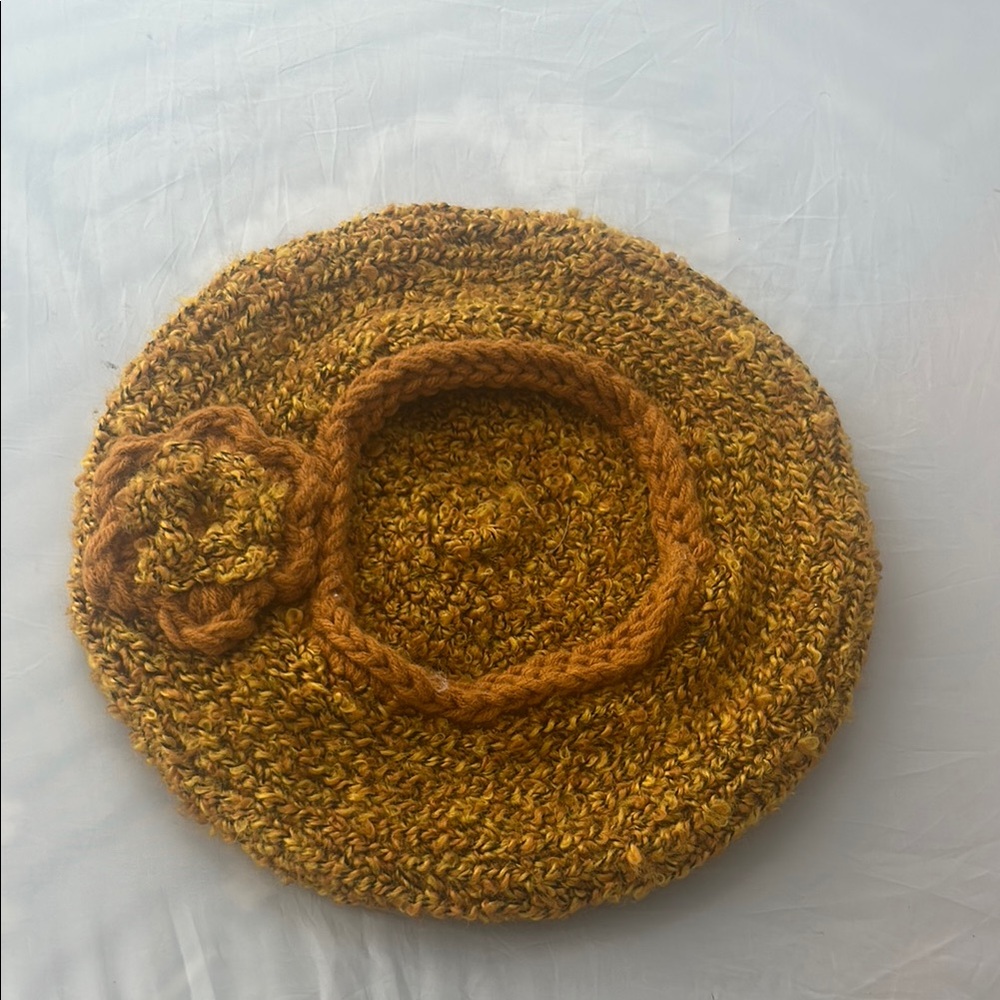 Eclectic Grandma Handcrafted Gold Knit Beret
